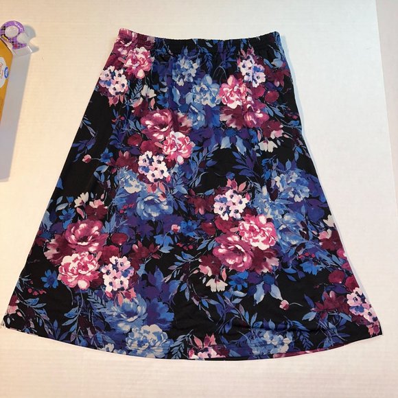 Vtg BonWorth Womens Dark Floral Midi Skirt w Side Slits, Size SP - Picture 4 of 4